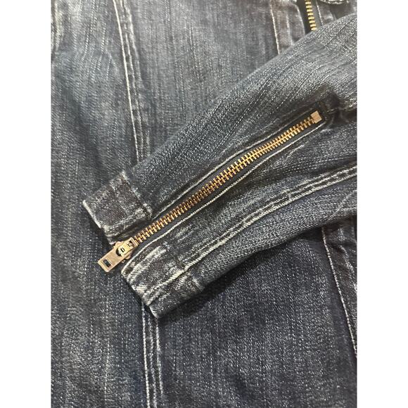 Helmut Lang Dark Wash Denim Moto Jacket With Pockets, size (S) P - Picture 6 of 11